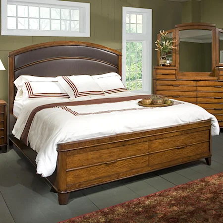 King Storage Bed with Bonded Leather Headboard